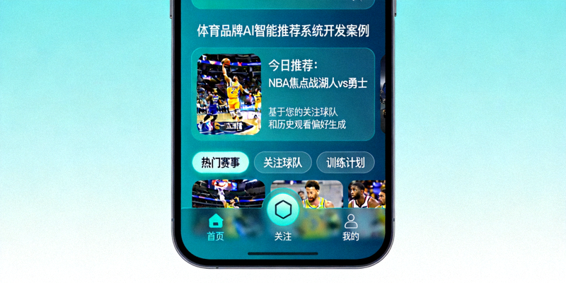 体育品牌AI智能推荐系统开发案例 - 展示手机应用上基于AI的个性化体育内容推荐界面